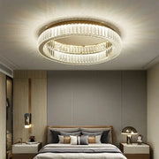Modern gold crystal circle chandelier with two concentric faceted glass rings for living room decorbites crystal circle