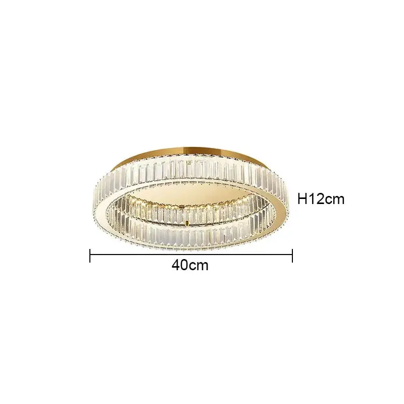 Modern gold crystal circle chandelier with two concentric rings of faceted crystals for living room decorbites crystal circle