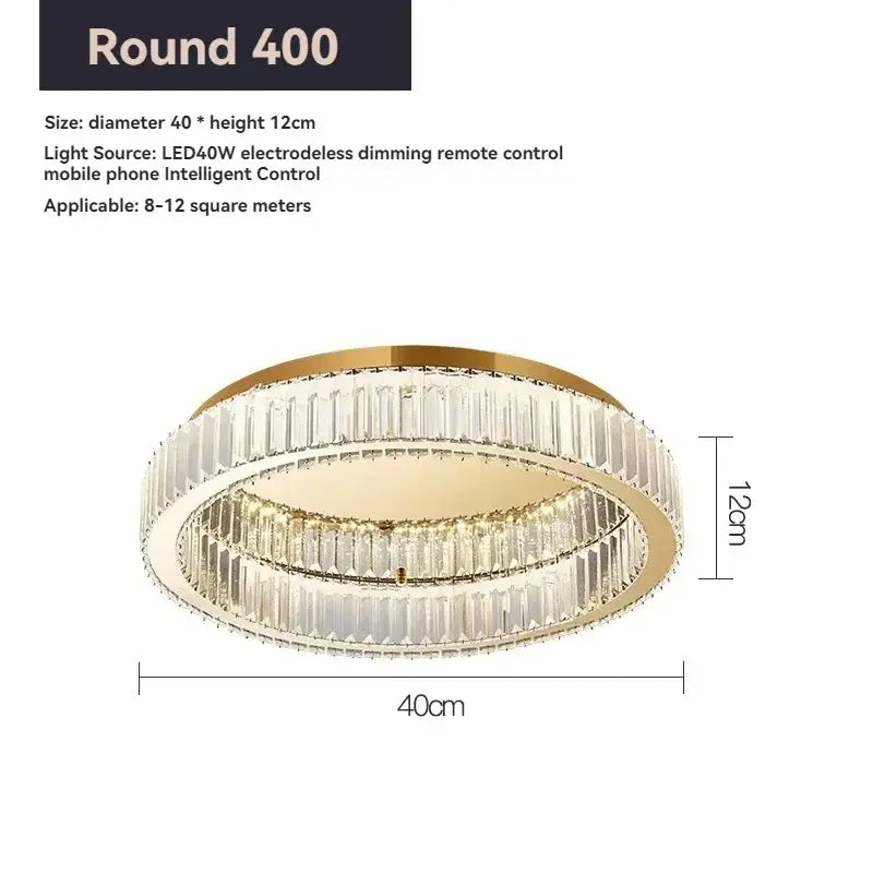 Modern gold crystal circle led chandelier featuring two concentric rings of faceted crystals for living room decorbites crystal circle ceiling lighting