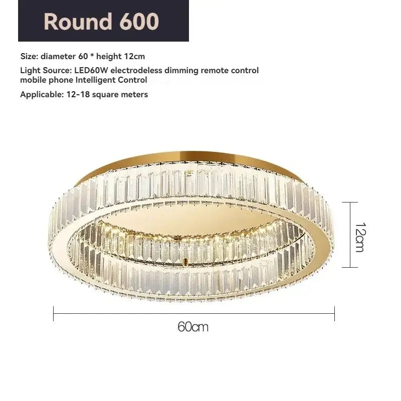 Modern gold crystal circle led chandelier with two concentric rings of faceted crystals for living room decorbites crystal circle