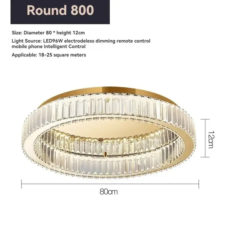 Modern gold crystal circle led chandelier with two concentric rings of clear faceted crystals for living room decorbites crystal circle