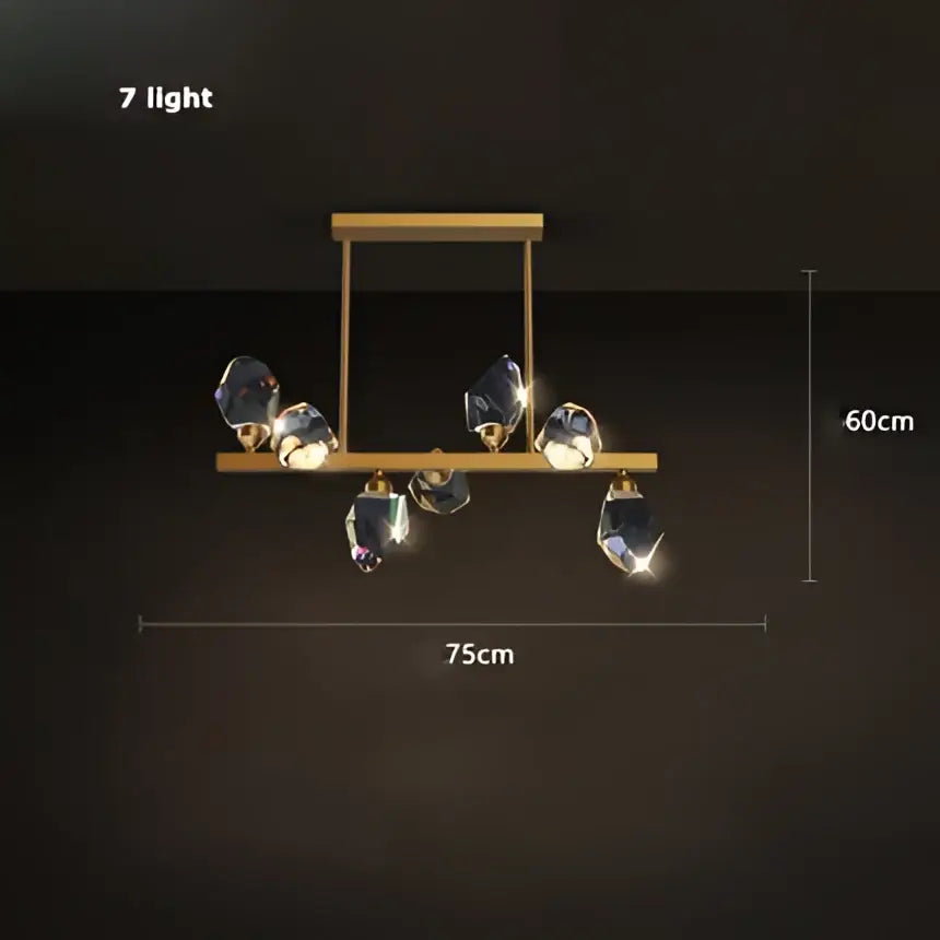 Modern gold decorbites crystal copper round chandelier with seven faceted crystal shades for dining room lighting