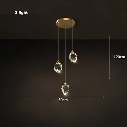 Modern gold crystal copper round chandelier with three faceted illuminated pendants for dining room decorbites crystal copper