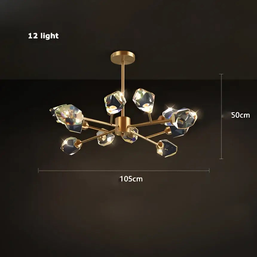 Modern gold crystal copper round chandelier with twelve faceted lights for dining room decorbites crystal copper design
