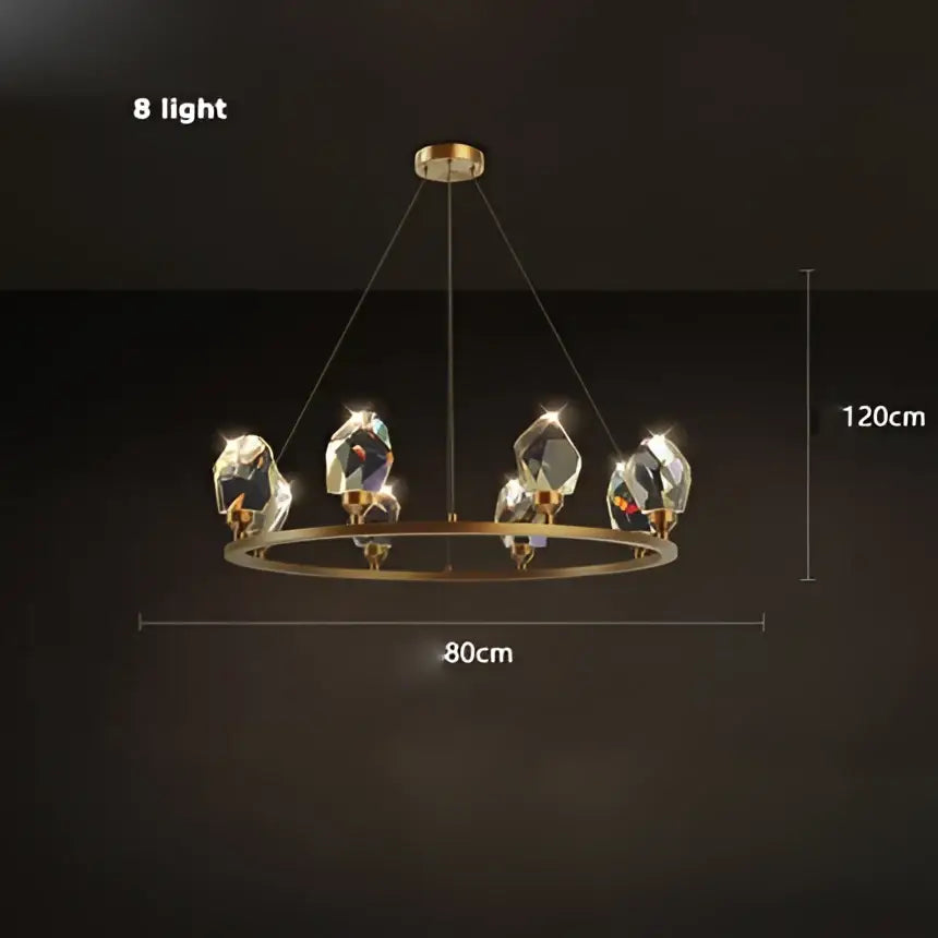 Modern gold decorbites crystal copper round chandelier with eight faceted lights for dining room LED light decor