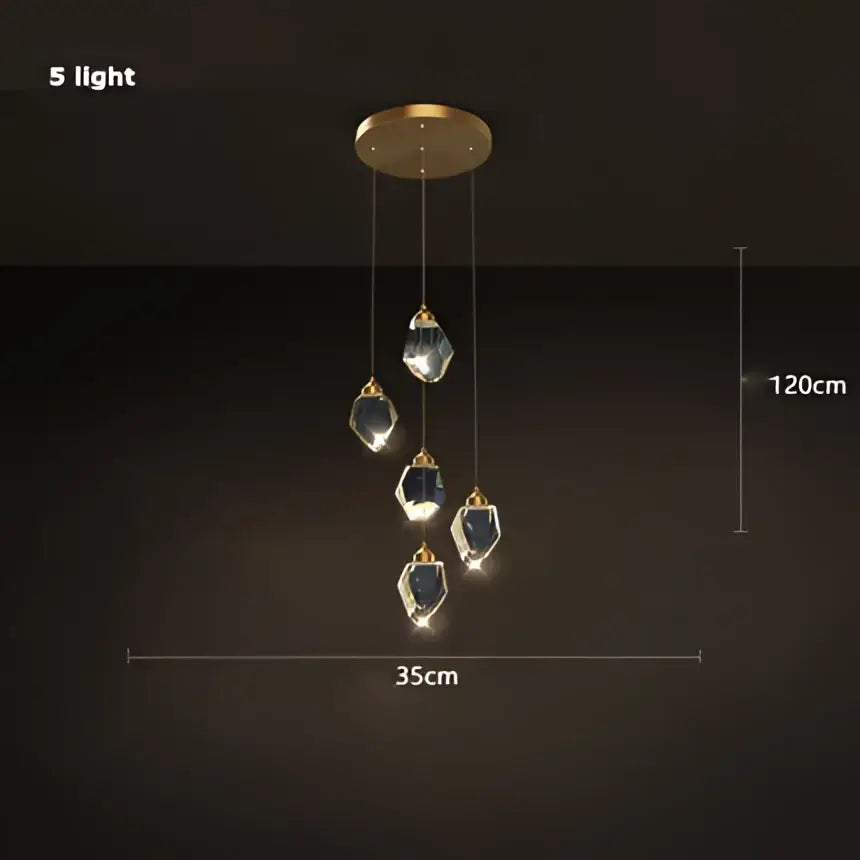 Modern gold crystal copper round chandelier with five faceted crystal droplets for dining room decorbites crystal copper