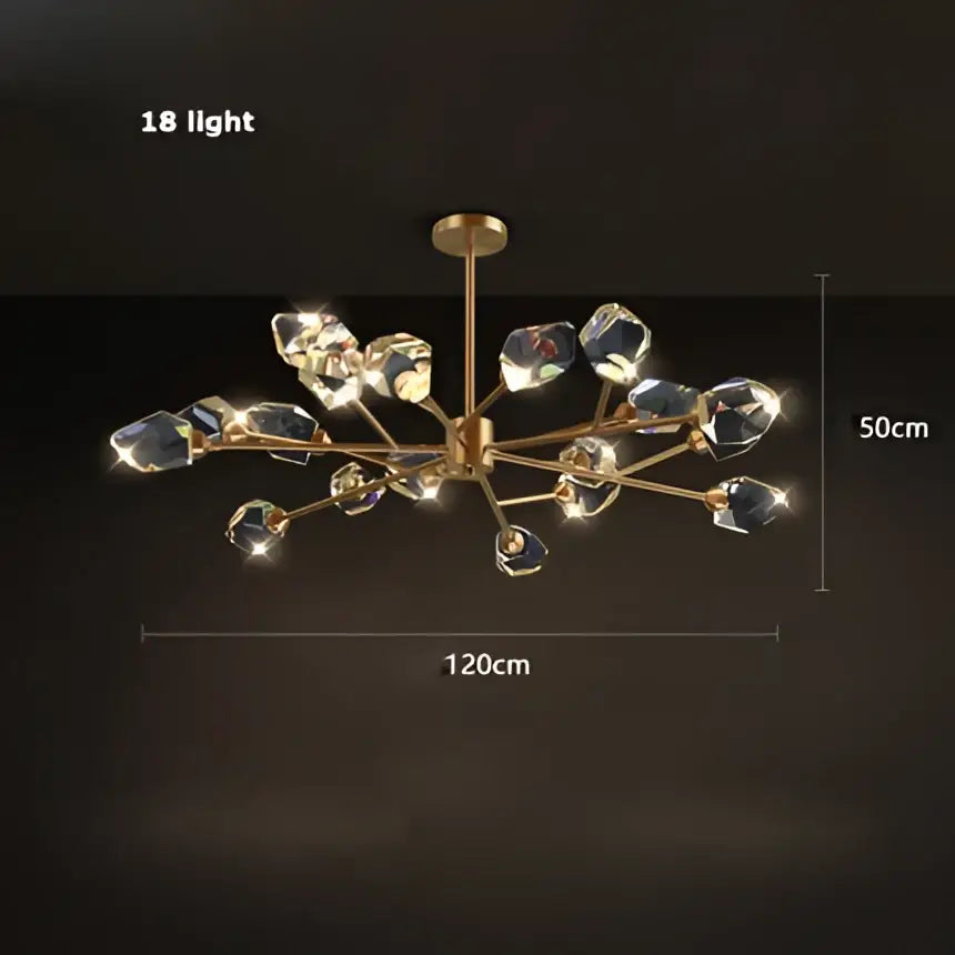 Modern gold crystal copper round chandelier with 18 sparkling bulbs in a branching design for dining room decorbites crystal copper