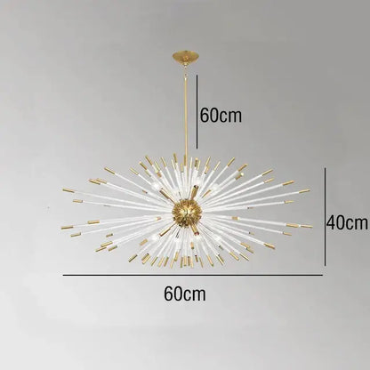 Modern gold crystal dandelion led chandelier with clear glass rods and metallic accents for living room decorbites crystal dandelion