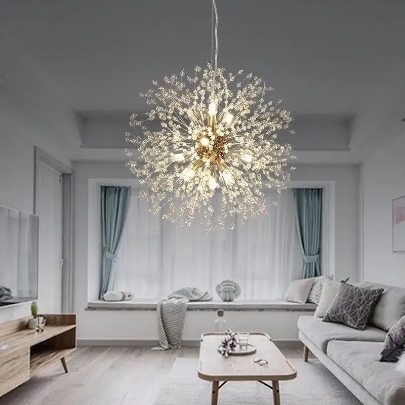 A sparkling gold and crystal decorbites crystal dandelion pendant light for dining room pendant lights