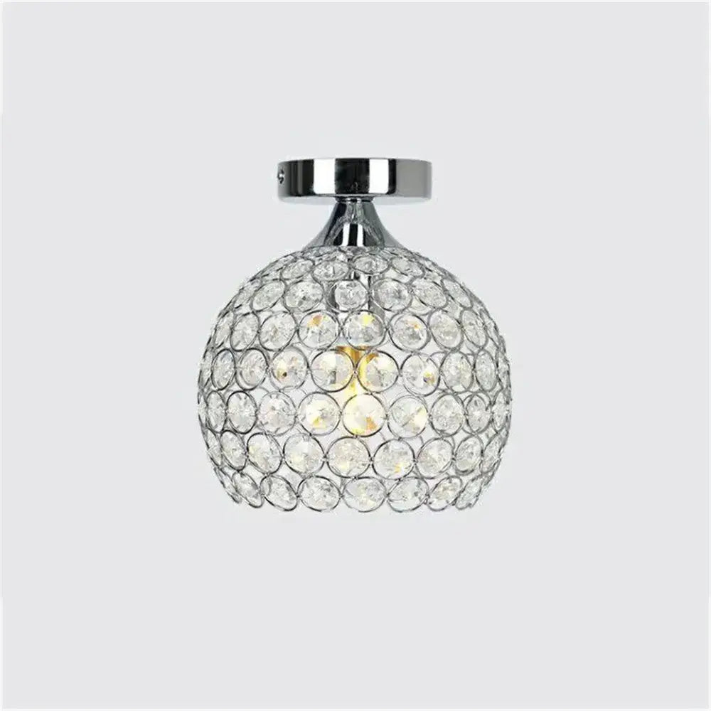 Modern gold crystal diamond ceiling light with spherical faceted crystals and chrome finish for dining room ceiling light