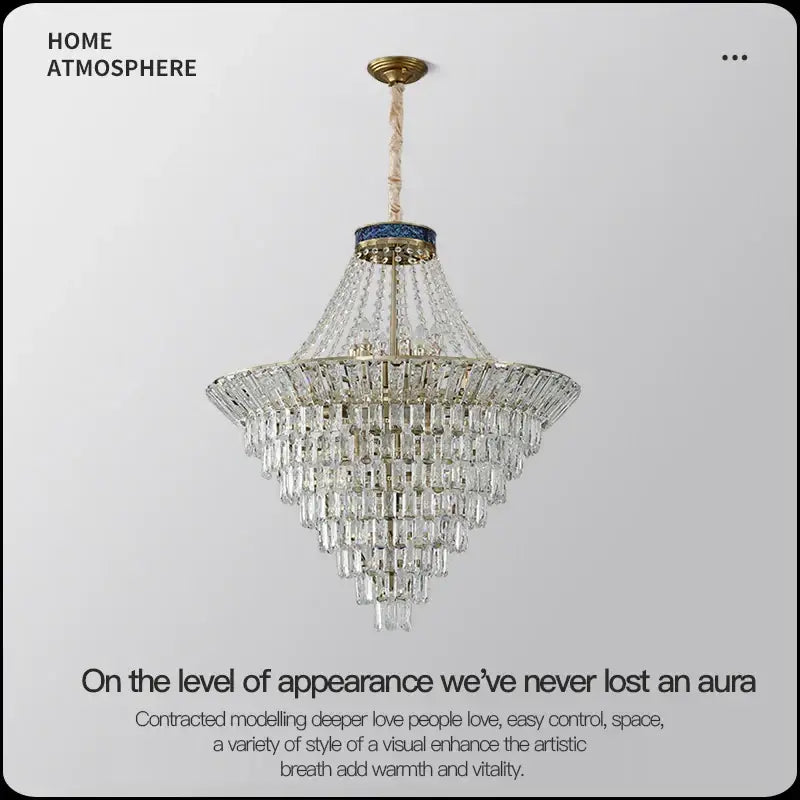 Modern gold crystal duplex chandelier with multi-tiered clear glass prisms and gold-toned metal frame by decorbites crystal duplex