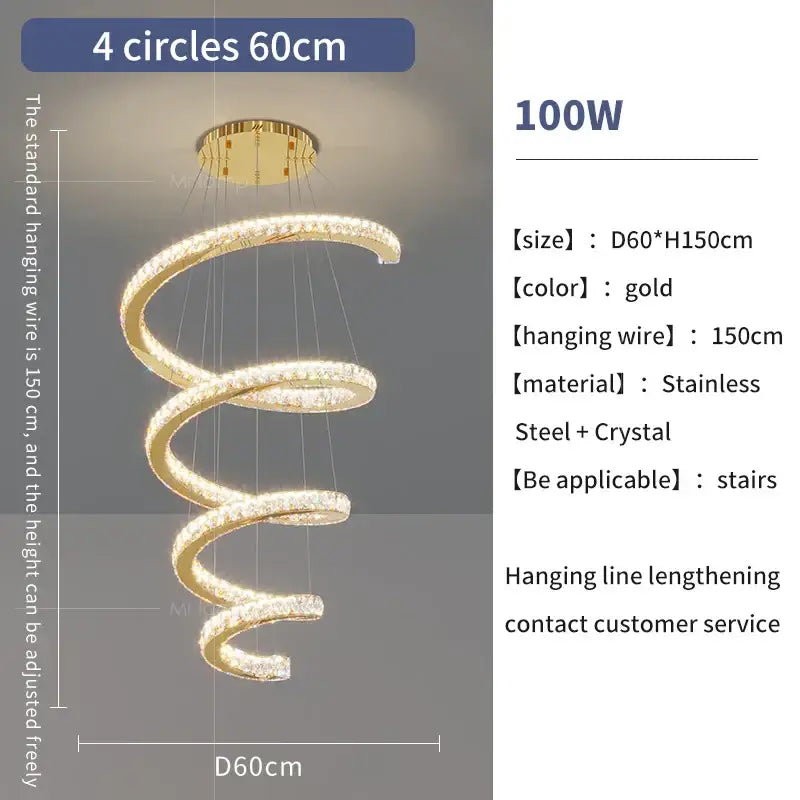 Modern gold crystal duplex ring pendant light with crystal accents and stainless steel construction for dining room decorbites chandelier