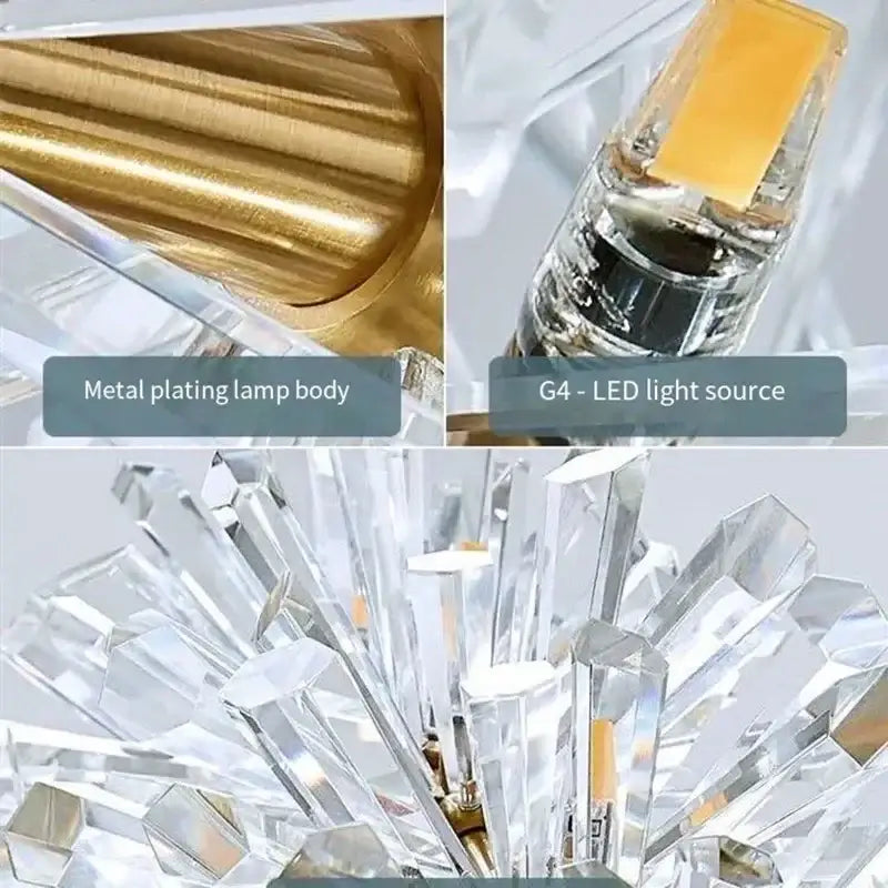 Modern gold crystal flower chandelier with gold-plated metal body and g4 led light source for living room decorbites crystal flower