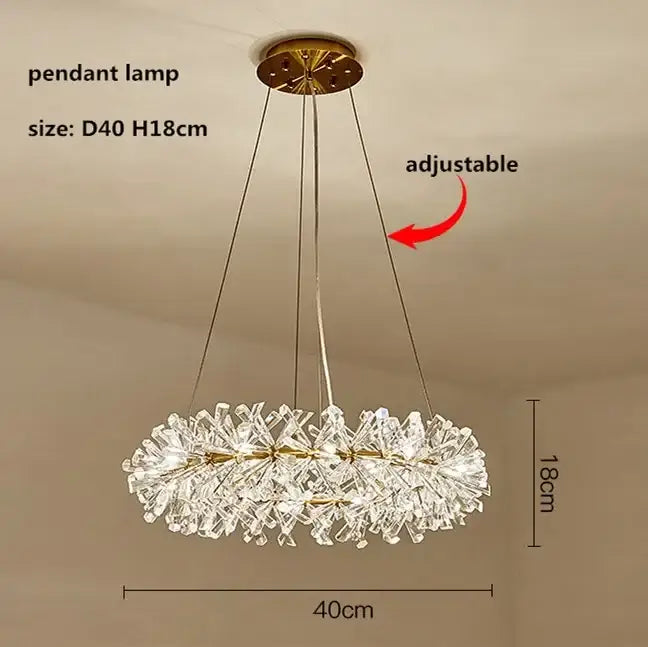 Modern gold crystal flower chandelier living room ceiling light with decorbites crystal flower and gold metal frame