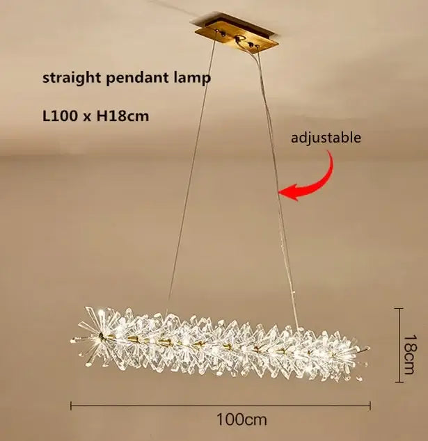 Modern gold crystal flower chandelier pendant lamp with decorbites crystal flower elements and adjustable cords