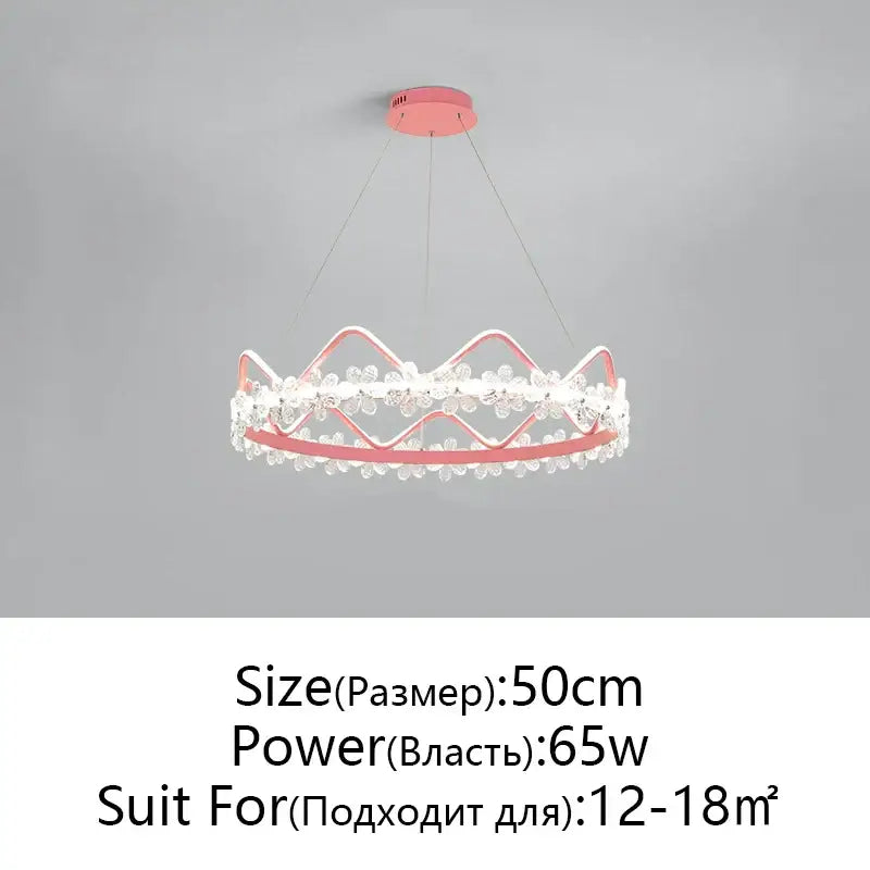 Modern gold crystal flower ring chandelier with delicate pink crown design and clear crystal accents for living room decorbites crystal flower