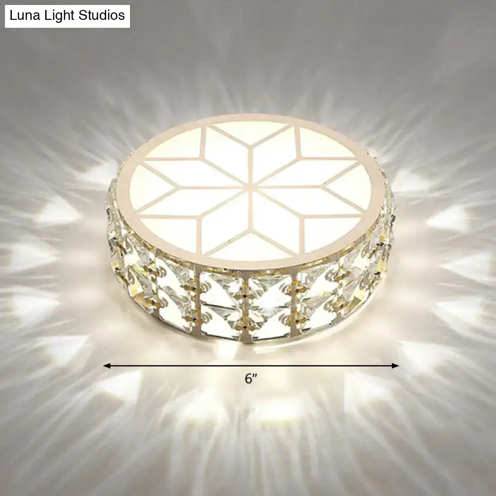 DecorBites™ champagne flush mount ceiling light with 6-inch geometric diffuser and crystal-encrusted base for passageway
