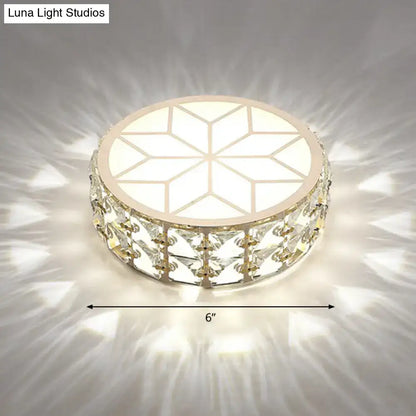 DecorBites™ champagne flush mount ceiling light with 6-inch geometric diffuser and crystal-encrusted base for passageway