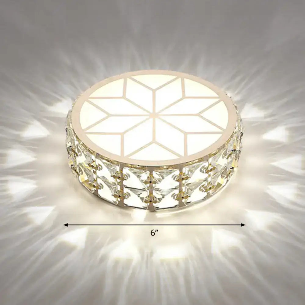 Decorbites™ champagne flush mount ceiling light with geometric pattern, crystal accents, and gold-toned trim for passageway