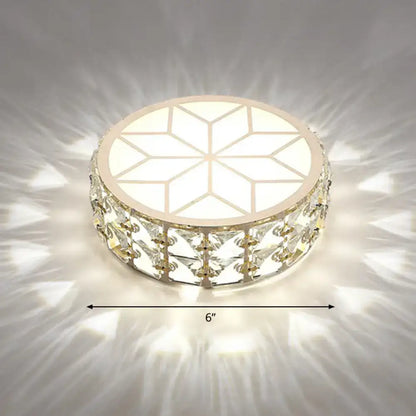 Decorbites™ champagne flush mount ceiling light with geometric pattern, crystal accents, and gold-toned trim for passageway