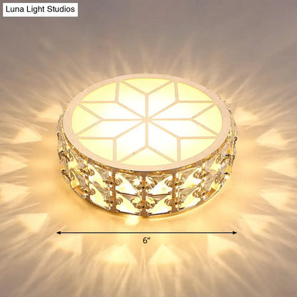 DecorBites™ champagne flush mount ceiling light with gold-toned crystal base and warm yellow illuminated panel