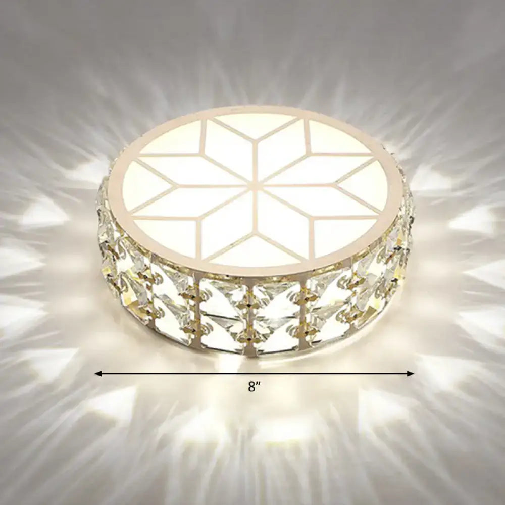 Decorbites™ champagne flush mount ceiling light with geometric pattern, gold metal frame, and clear crystal accents