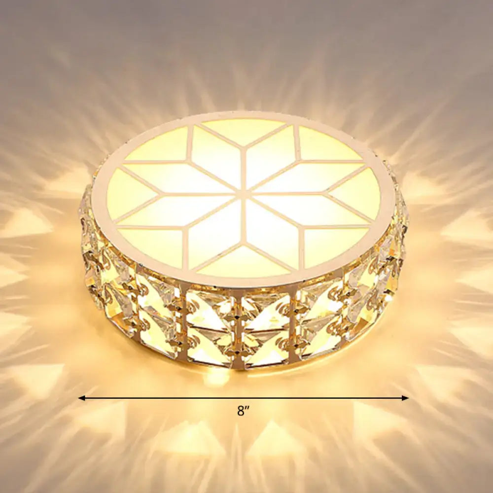 Decorbites champagne flush mount ceiling light with gold-toned crystal and geometric star-patterned diffuser