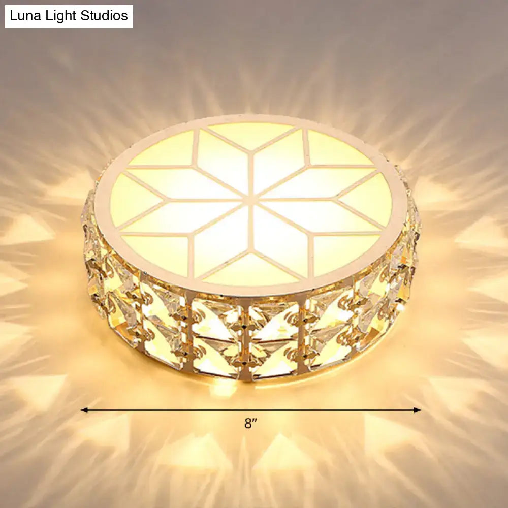 Decorbites champagne gold-toned crystal-encrusted flush mount ceiling light with geometric star pattern and warm illumination