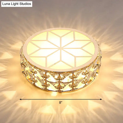 Decorbites champagne gold-toned crystal-encrusted flush mount ceiling light with geometric star pattern and warm illumination