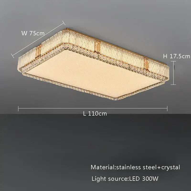 Modern gold light fixture with stainless steel frame and decorbites crystal glass ceiling design for living room decor