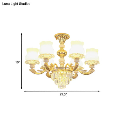 DecorBites™ DecorBites™ Modern Gold Crystal Glass Flower Ceiling Flush Light for Bedroom (3/6 Lights)