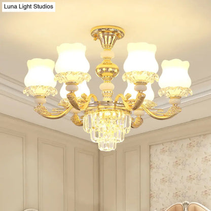 DecorBites™ DecorBites™ Modern Gold Crystal Glass Flower Ceiling Flush Light for Bedroom (3/6 Lights)