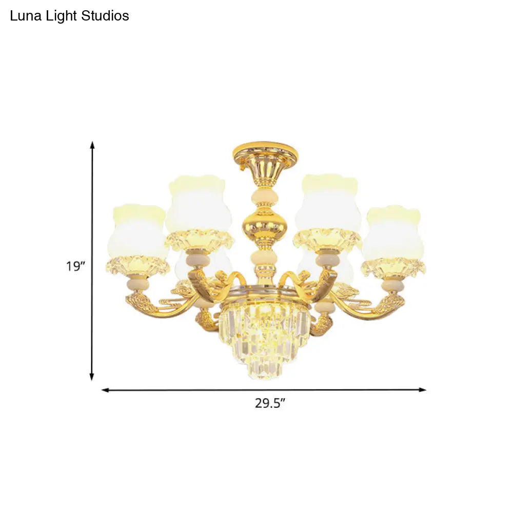 DecorBites™ DecorBites™ Modern Gold Crystal Glass Flower Ceiling Flush Light for Bedroom (3/6 Lights)