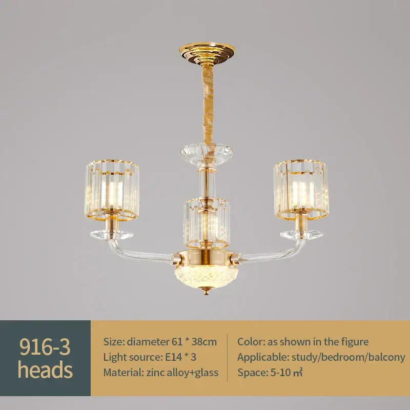 Elegant modern gold crystal glass pendant lamp with three gold-toned arms and central crystal for dining room decorbites crystal glass