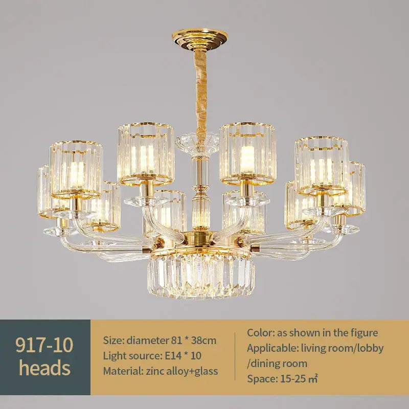 Modern gold crystal glass pendant lamp with clear glass shades and crystal accents for dining room decorbites crystal glass