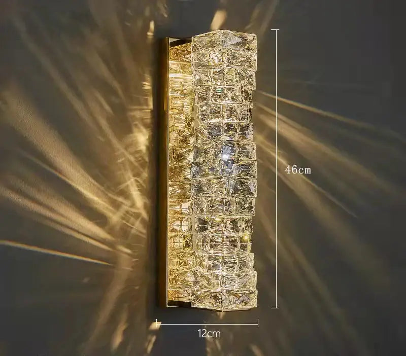 Modern gold crystal glass wall sconce with decorbites crystal glass segments for elegant bedroom warm glow light