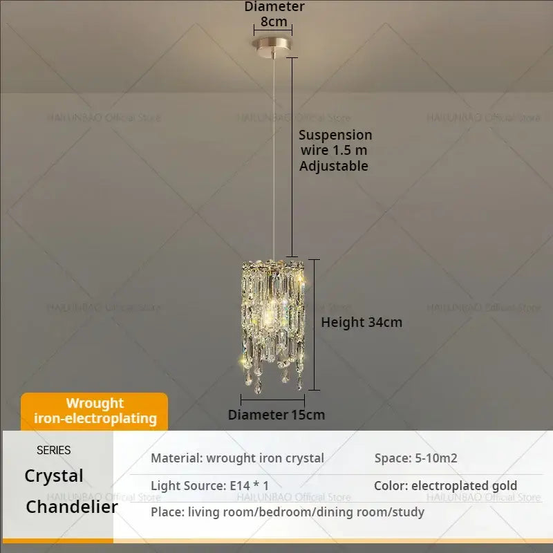 A modern gold electroplated crystal headboard chandelier with cylindrical design and clear crystals for master bedroom decorbites crystal headboard