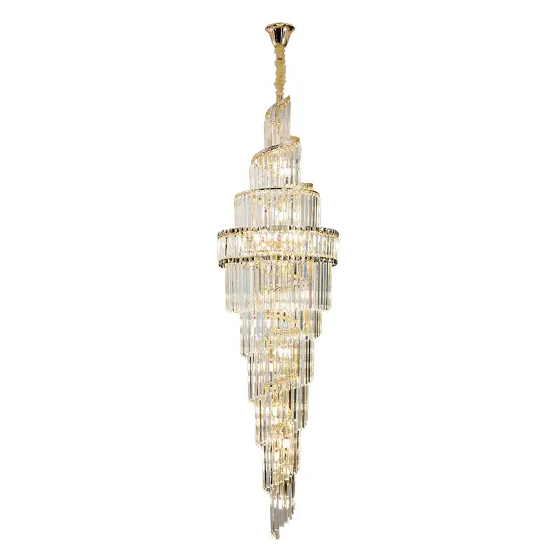 Elegant modern gold decorbites crystal hollow chandelier with cascading clear crystal rods for living room decorbites crystal hollow