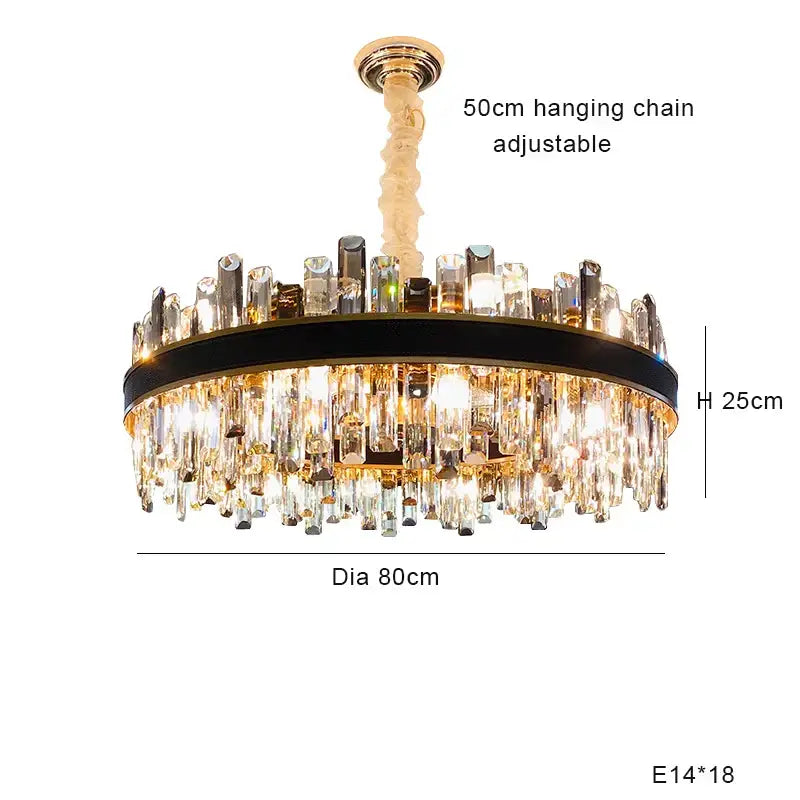 Elegant modern gold crystal leather chandelier with cascading clear and dark prisms for living room decorbites crystal leather