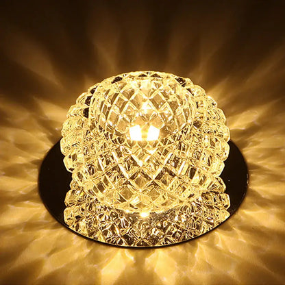Modern gold crystal led ceiling chandelier featuring a faceted globe with diamond-cut pattern and warm light for decorbites crystal led lighting