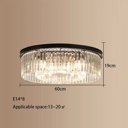 Modern gold crystal led ceiling chandelier with black metal frame and clear faceted glass rods for living room decorbites crystal led