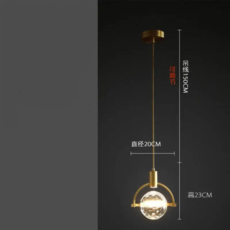 Modern gold crystal led ceiling lamp featuring a brass pendant light with a clear globe by decorbites crystal led