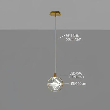 Modern gold crystal led ceiling lamp with spherical glass globe and 50cm suspension cable for dining room decorbites crystal led