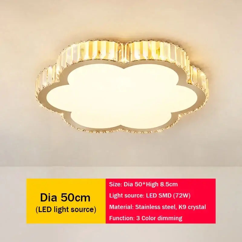 Modern gold crystal led ceiling light with cloud shape, golden frame, k9 crystals, and led smd bulb for bedroom decorbites crystal led