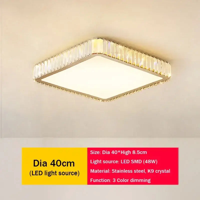 Modern gold crystal led ceiling light with sleek stainless steel frame and k9 crystals for bedroom decorbites crystal led