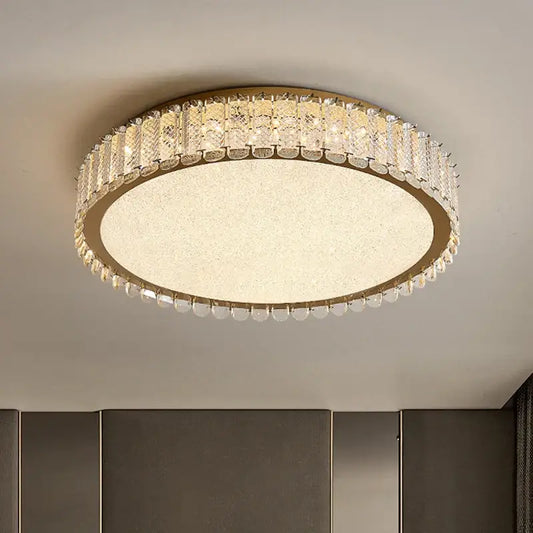 Modern gold crystal led ceiling light with a gold-toned frame and clear crystal accents for living room decorbites crystal led ceiling lights