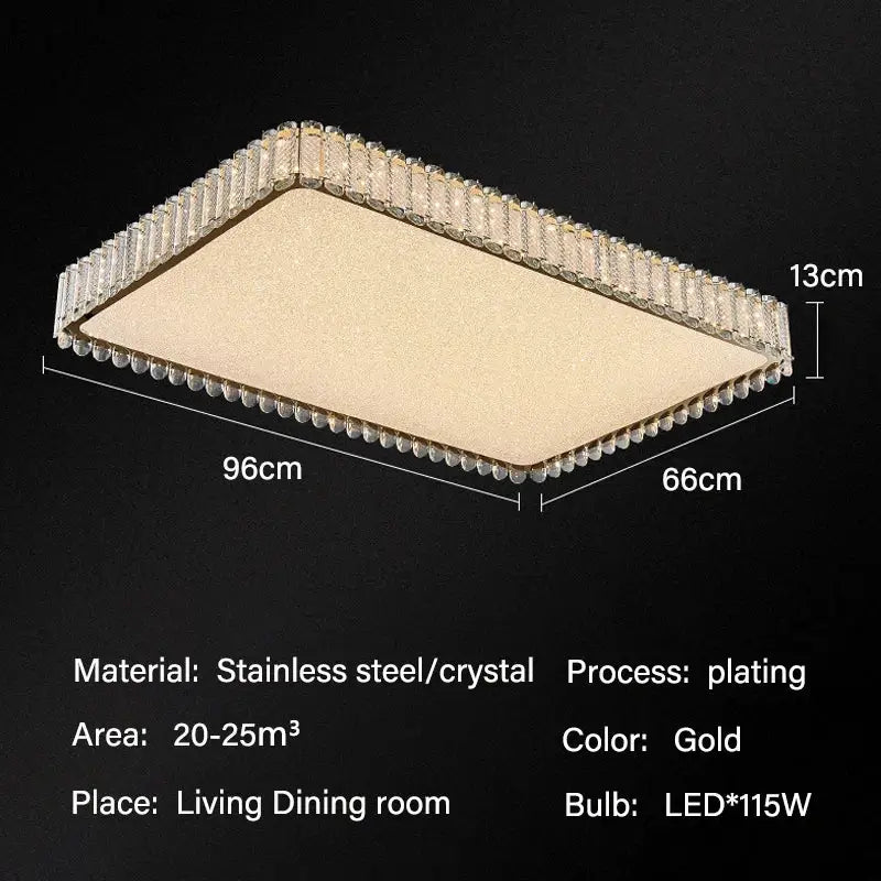 Modern gold crystal led ceiling light featuring a gold-plated frame and sparkling crystal border for stylish decorbites ceiling lights