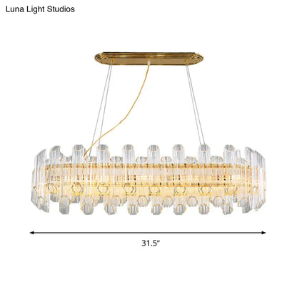 Lámpara de araña LED moderna de cristal dorado - Lámpara colgante de 10 luces para sala de estar