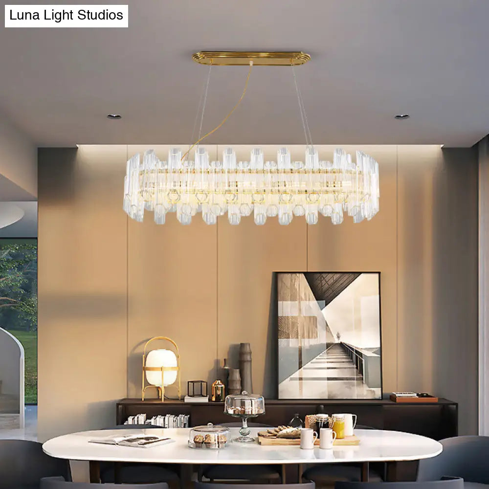 Lámpara de araña LED moderna de cristal dorado - Lámpara colgante de 10 luces para sala de estar