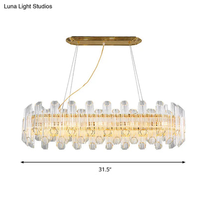 Lámpara de araña LED moderna de cristal dorado - Lámpara colgante de 10 luces para sala de estar